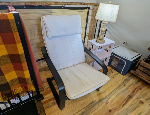 LOFT: Sink into a comfortable Ikea Poang chair with a good book in the loft's reading nook.
