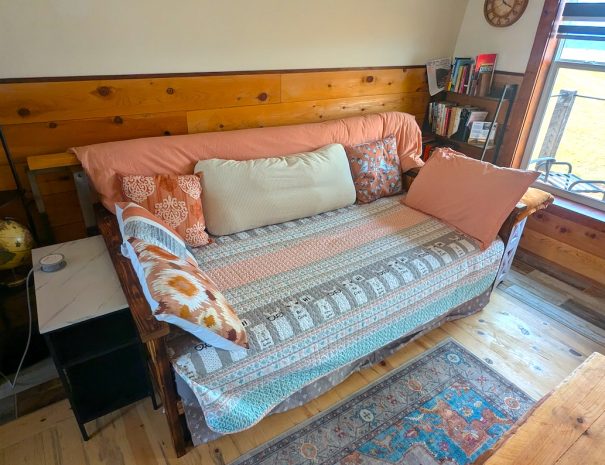THE LIVING ROOM features a twin-sized daybed.